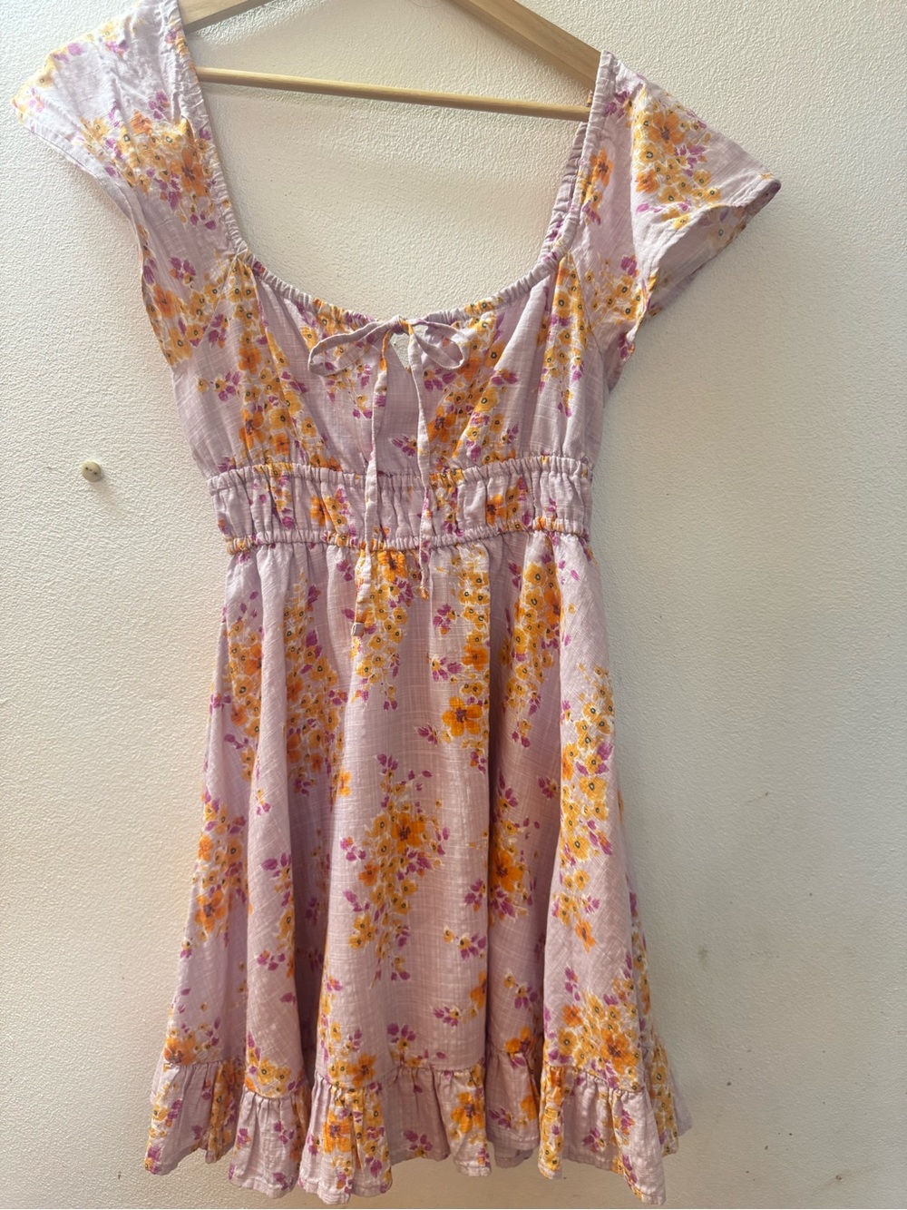 Arizona Jean Company Lavender Floral Mini Dress with Yellow Flowers
